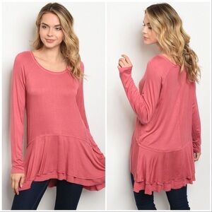 Rose Tunic Top with Peplum Hem